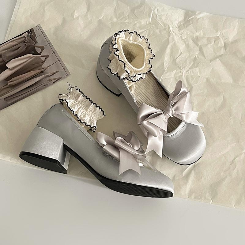 

Весна Осень Бабочка-узлом Женские Туфли Мэри Джейн Туфли Неглубокие Туфли Круглые Туфли Лаконичные Квадратные Туфли Низкие Каблуки 35