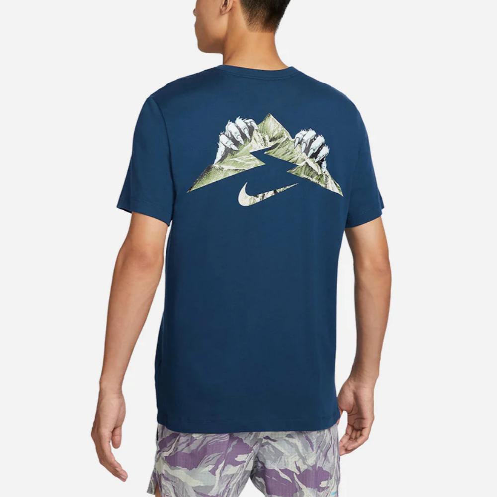 Nike Logo Print Round Neck Quick-Dry Short Sleeve T-Shirt Men Tops Courage-Blue FZ8055-465
