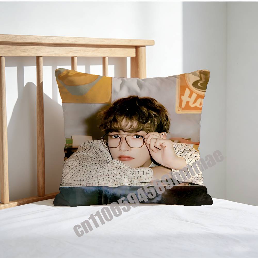 For A-Ateez K-Kim Hong Joong Throw Pillow Case Sham 45X45Cm 40X40Cm Square Car Pillowcase Pad Cushion Cover