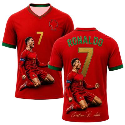 Portugal Inspired CR7 Fan T-Shirt Soccer Legend Graphic Tee Unisex Fashion Breathable Mesh Jersey Football Gifts V-neck T Shirts