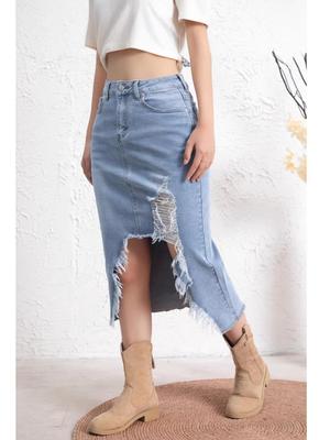 Damen-Grenzüberschreitender distressed Denim-Rock - Amerikanischer Retro-Stil