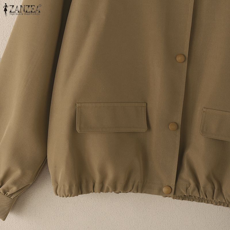 ZANZEA Women Casual Round Neck Solid Color Long Sleeve Blouse