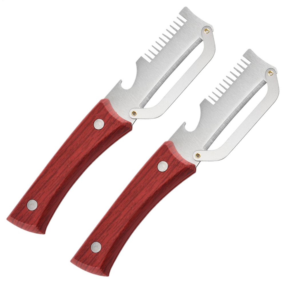 2pcs Stainless Steel Vegetable Peeler with Wooden Handle 3 in1 Fruit Potato Peeler with Bottle Opener Kitchen Peeling Tools