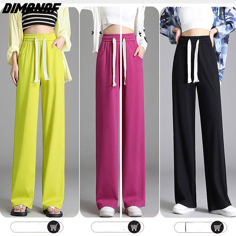DIMANAF 2023 Plus Size Spring Pants Women Elastic Pants Loose Casual Female Harem Trousers Pants Pink 5XL
