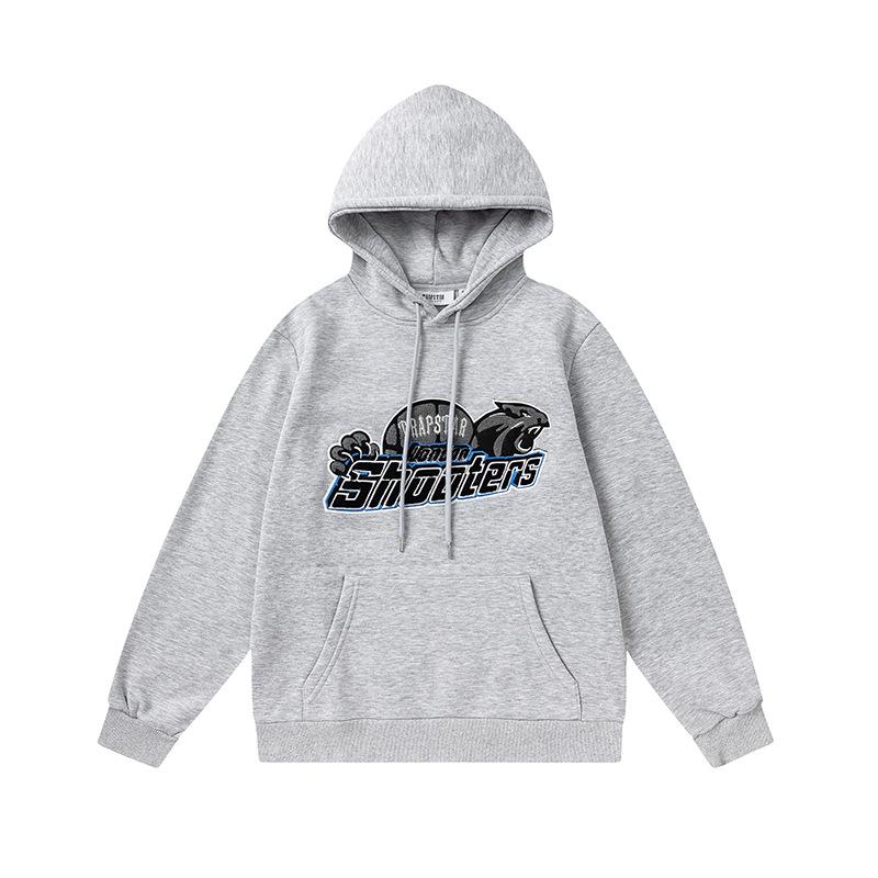 Trapstar towel embroidered letters fleece-lined zipper jacket, hooded sweatshirt pants, couple set