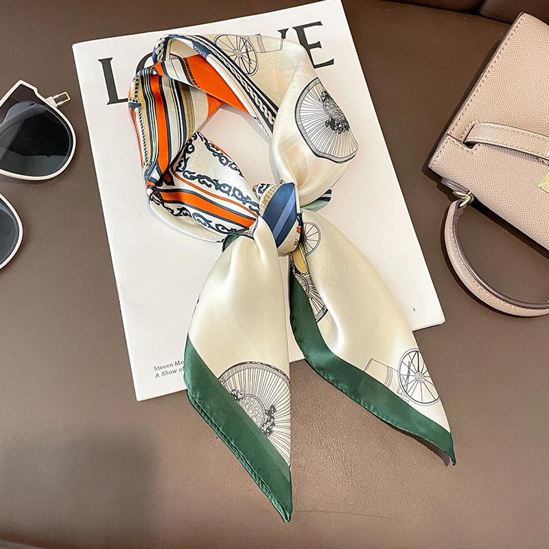 Korean Version of Spring and Autumn New Fashion Simulation Silk 71 Small Square Scarf Women's Silk Scarf Decoration Professional Scarf Shawl Scarf