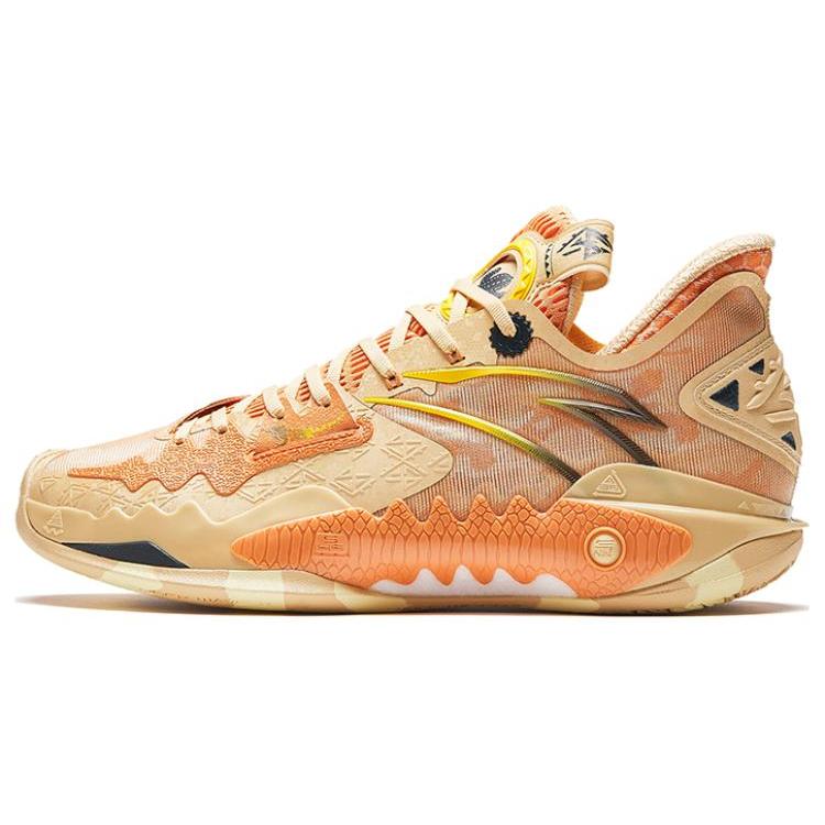 New Anta Shock Wave 5 Sand Lizard Cushioning Breathable High Top Basketball Shoes Men's Apricot Yellow 112341106-3