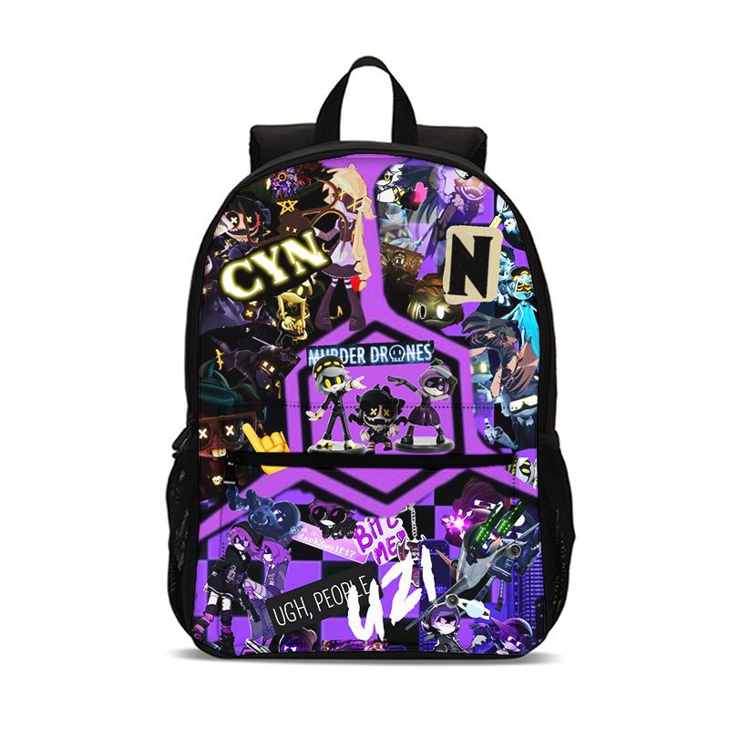 Murder Drones Cartoon Kids Mochila 47cm/18.5inch Large Capacity Backpack School Supplies School Bag for Boys Girls Best Gift