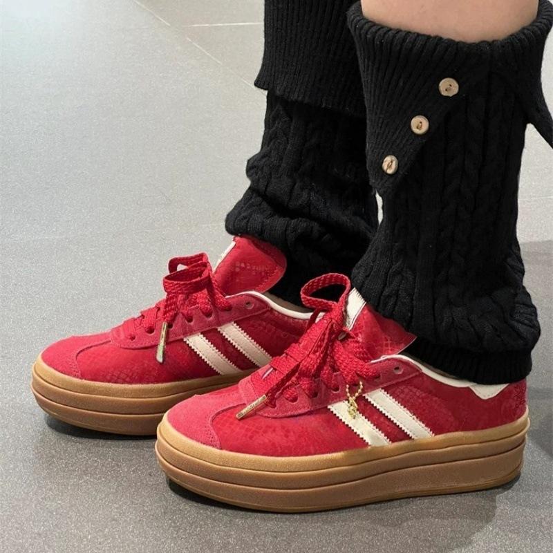 Star with the Same Year of the Snake Limited Red and White Three-layer Retro Platform German Training Shoes Women's Sports and Leisure Heightening Bo