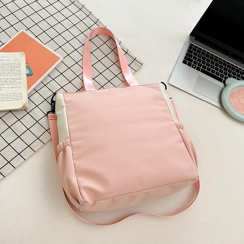 Student Messenger Bag Color Block Shoulder Bag Transparent Tote Bag