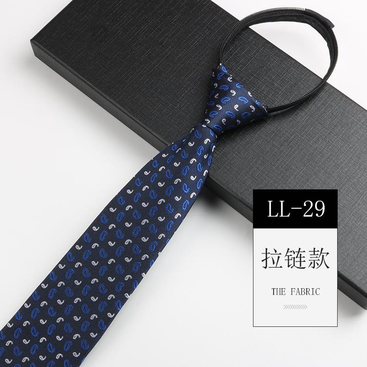 Tie Men'S, Business Zipper Work Security Shirt Striped Red Blue 8Cm Knot Free Easy To Pull