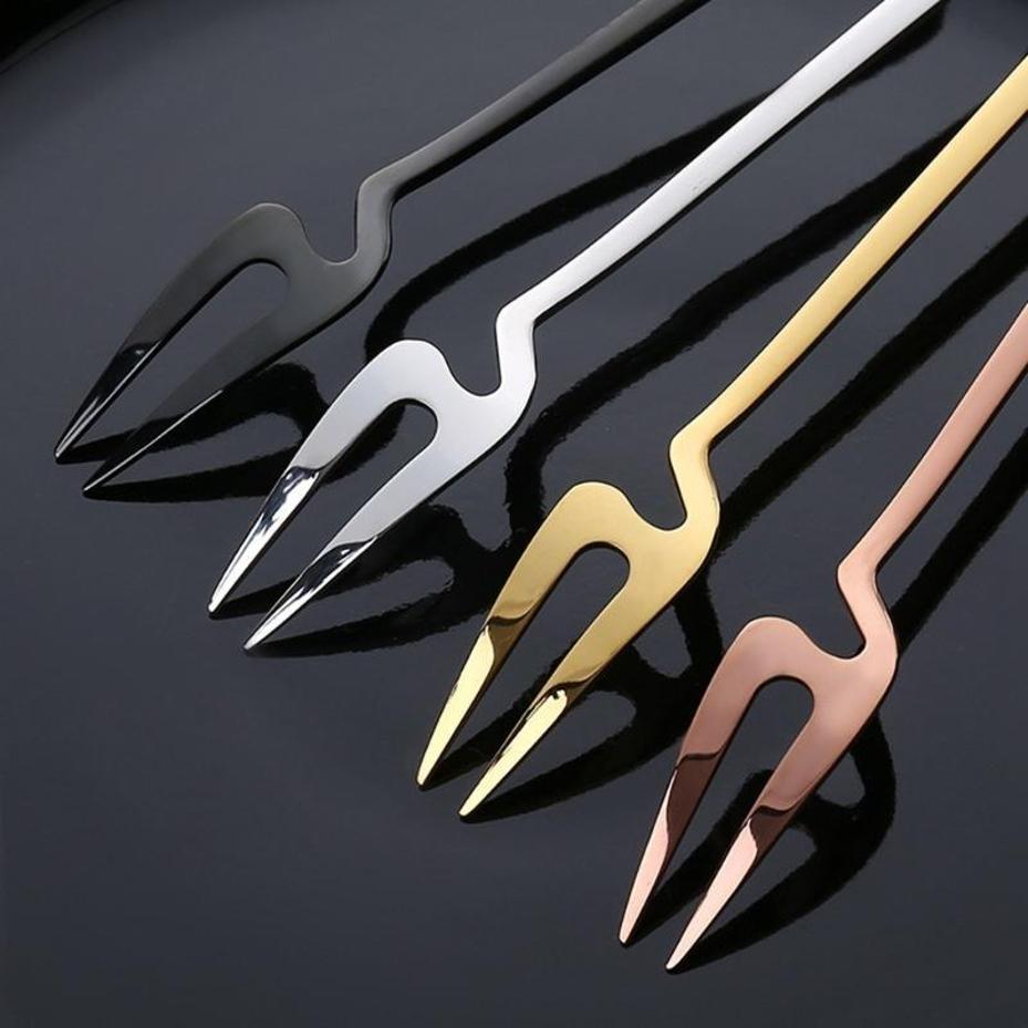 1 Pcs New Stainless Steel Fruit Dessert Forks Set Reusable Cake Salad Tableware Home Party Banquet Seafood Dinner Supplies
