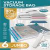 6 Pack Vacuum Storage Bags with Hand Pump Space Saver Vacuum Seal Storage Bags for Clothing Bedding Travel Lugggage Organizer