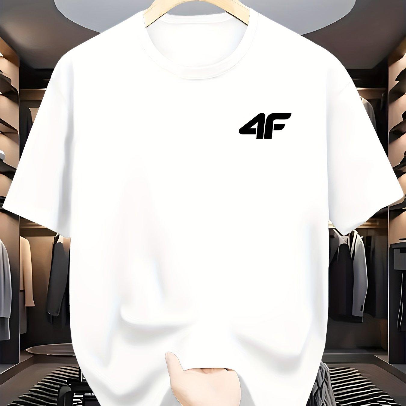 

Хлопок высшего качества Мода 2025 Повседневная футболка с круглым вырезом 4F Геометрический узор Обычная версия Футболка с коротким рукавом Унисекс S