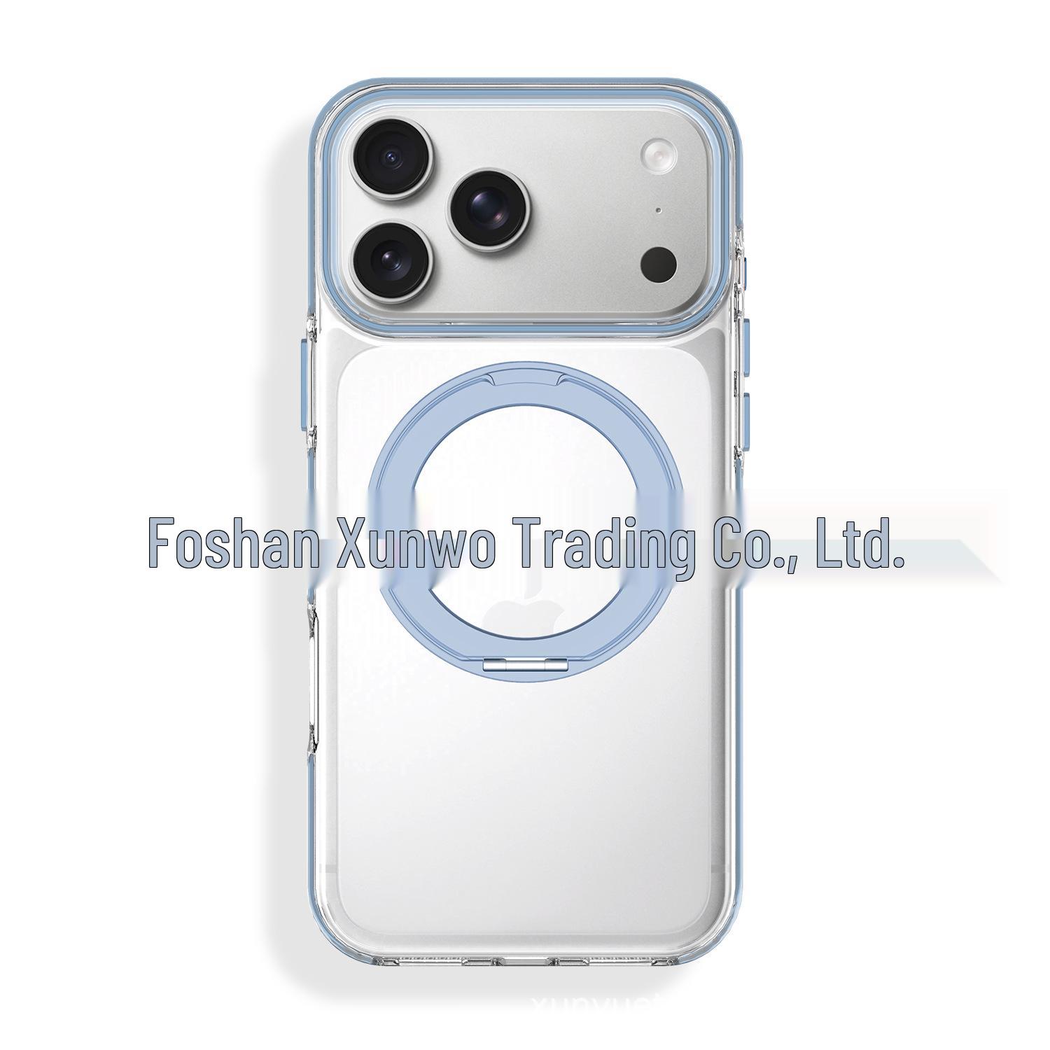 

iPhone 17 Pro Max Two-tone Edge Phone Case with 360° Pivot Orange Stand 17 Pro/15 15 светло-синий
