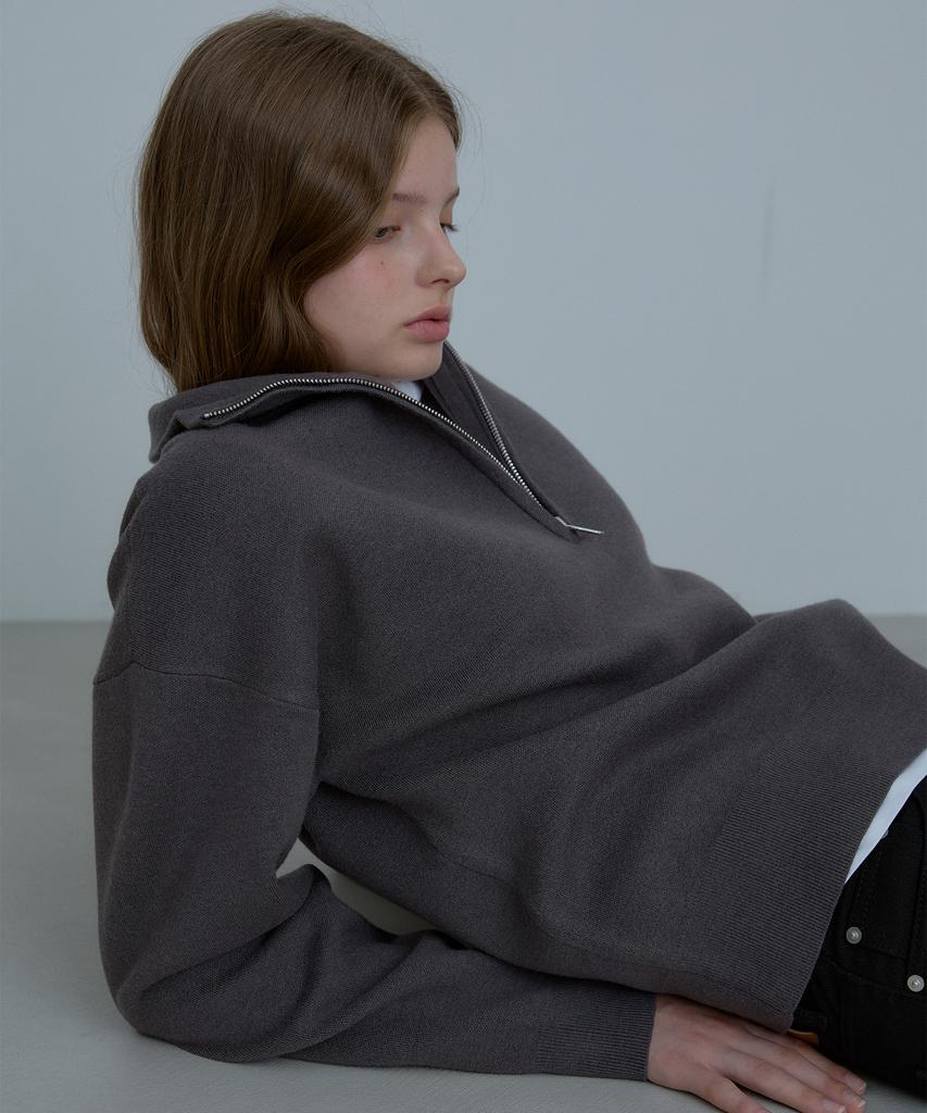 SIKOMA Cmk07 Deep Gray Half Zip Knit