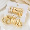 18 Pcs Vintage Gold Geometric Earring Set White Enamel Pearl Stud Drop Big Circle Exaggerated Earrings for Women Daily Jewelry