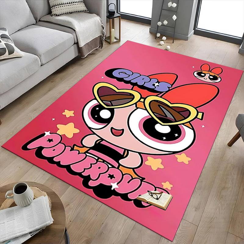 1pc GIRLS POWERPUFF Carpet Anti Slip Polyester Floor Mat for office.Bedroom