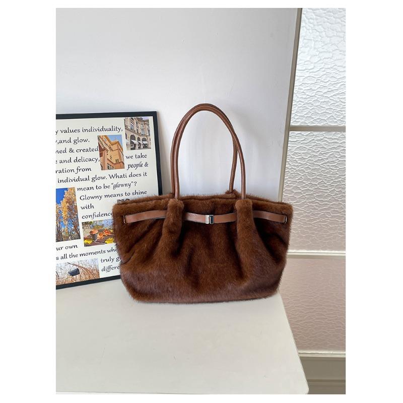 Winter Limited Edition Design Fluffy Tote Bag for Commuting, Single-shoulder Handbag