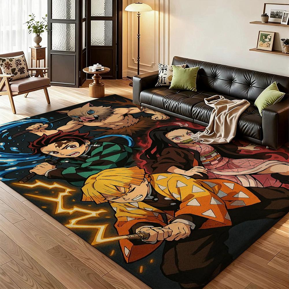Demon Slayer Character Collection Indoor Rug Thick Nonslip Carpet For Study Reading Area Home Decor Halloween Gift