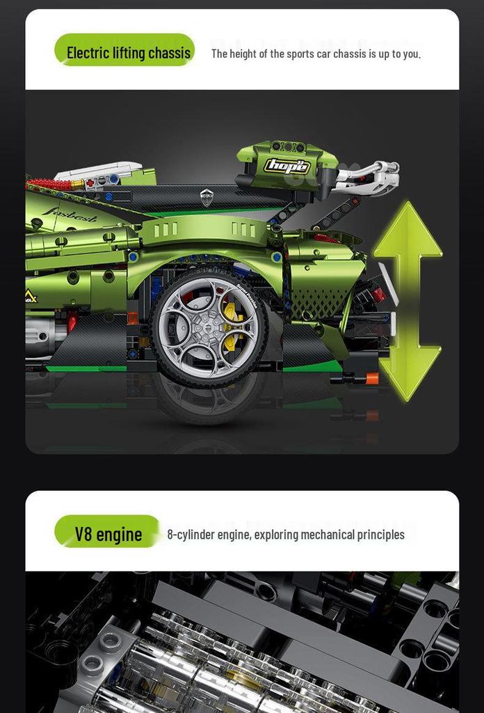 Gu Li 10628 Mamba Green Koenigsegg Sports Car Building Blocks Compatible with Lego