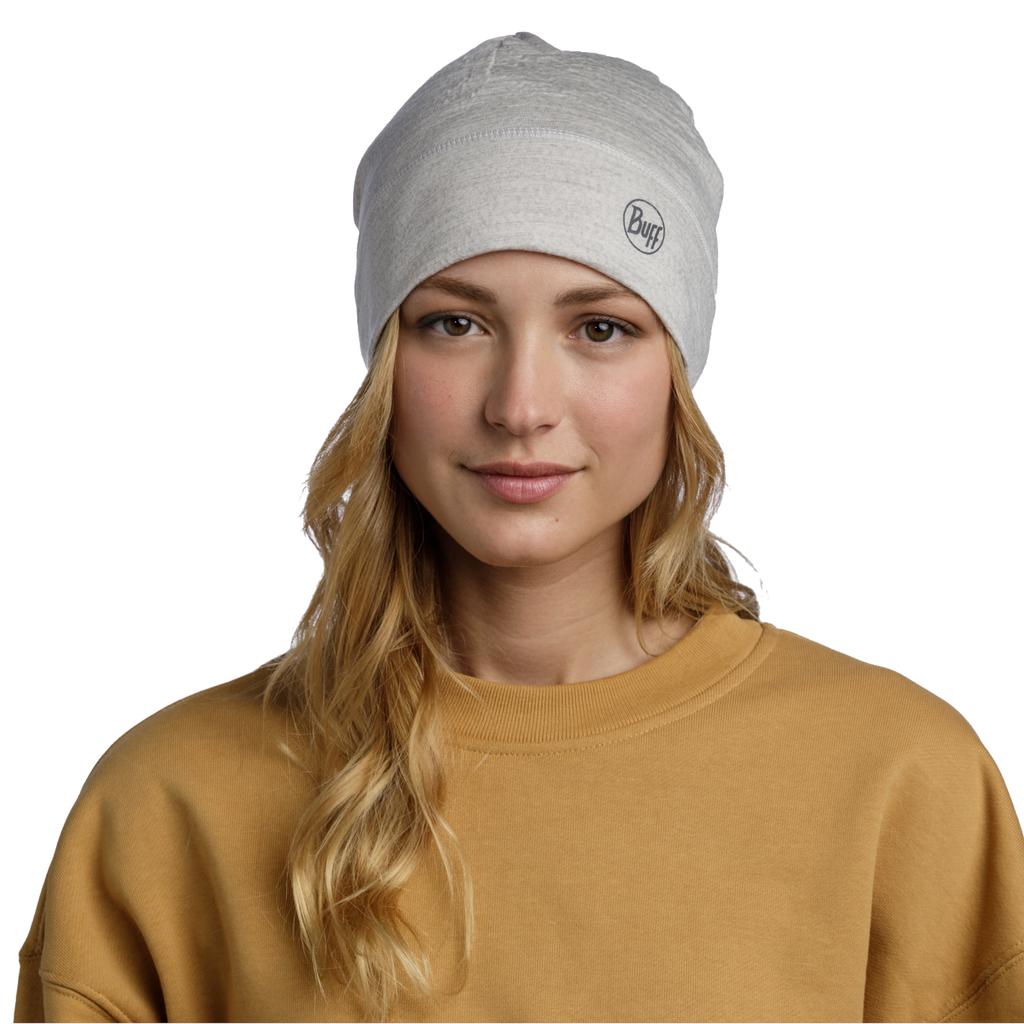 BUFF Merino Lightweight Beanie Solid, weiße Unisex-Mütze