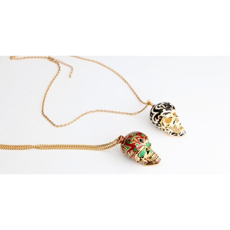 Meier Skull Necklace Long Exaggerated European and American Punk Style Pendant Halloween Best Selling
