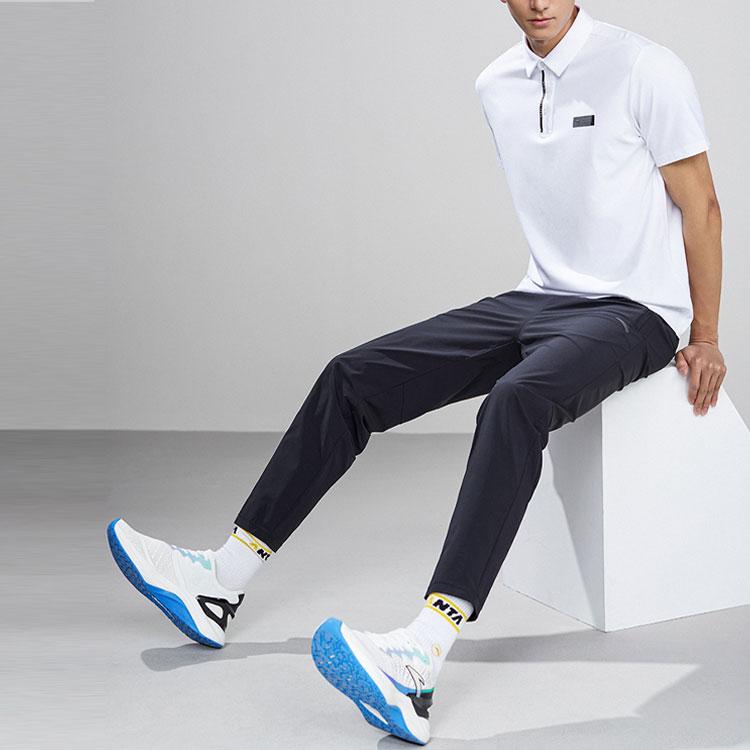 Anta Solid Color Logo Print Elastic Waist Straight-Leg Sports Pants Men Bottoms Black 152225501-1