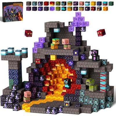 Blocos de Construção Magnéticos Mundo Mine Mundo Caverna Magnética Conjunto de Cubos de Tijolos Brinquedos STEM Sensorial 2025 Melhor Presente para Menino Menina Crianças