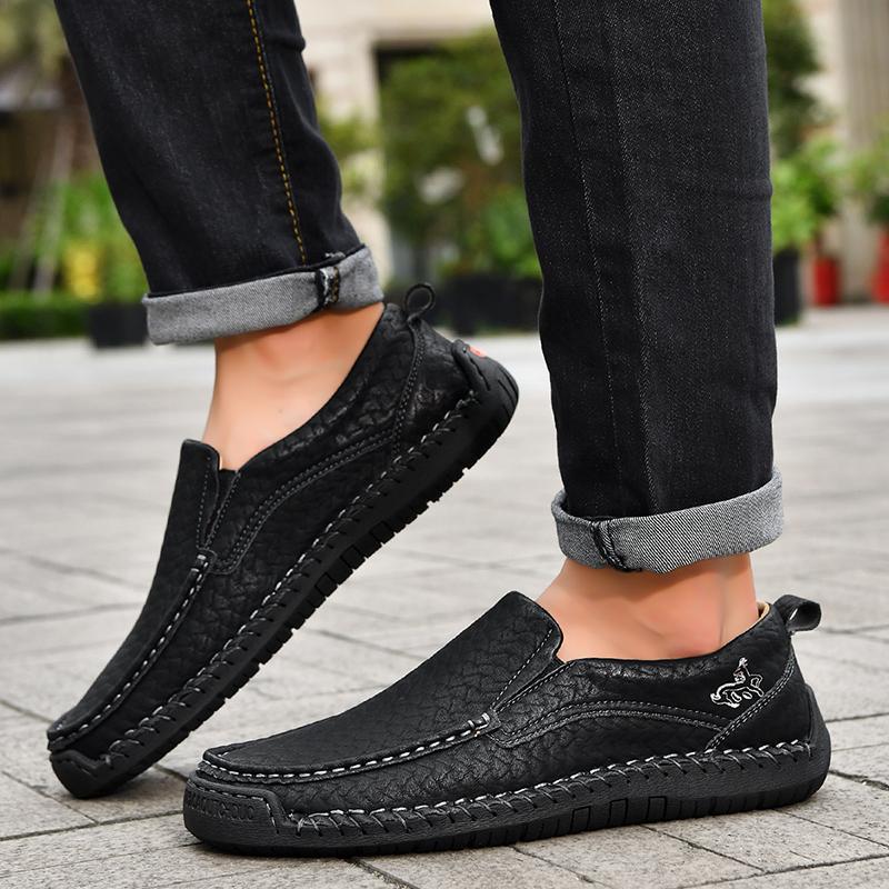 Large Size 48 Handmade Split Leather Men's Casual Shoes Comfortable Men Loafers Moccasins Men Flats Shoes Driving Shoes