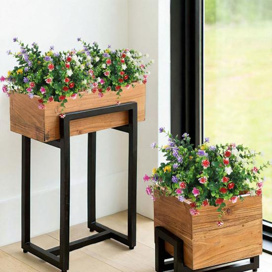 Artificial Camellia Flower with Eucalyptus Leaves 7 Fork Fake Flower with Stem UV Resistant Faux Bloom Indoor Outdoor Wedding Party Decoration