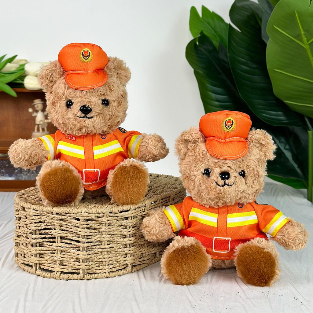 Fire Uniform Bear Doll Plush Doll Cute Teddy Bear Doll Police Iron Bear