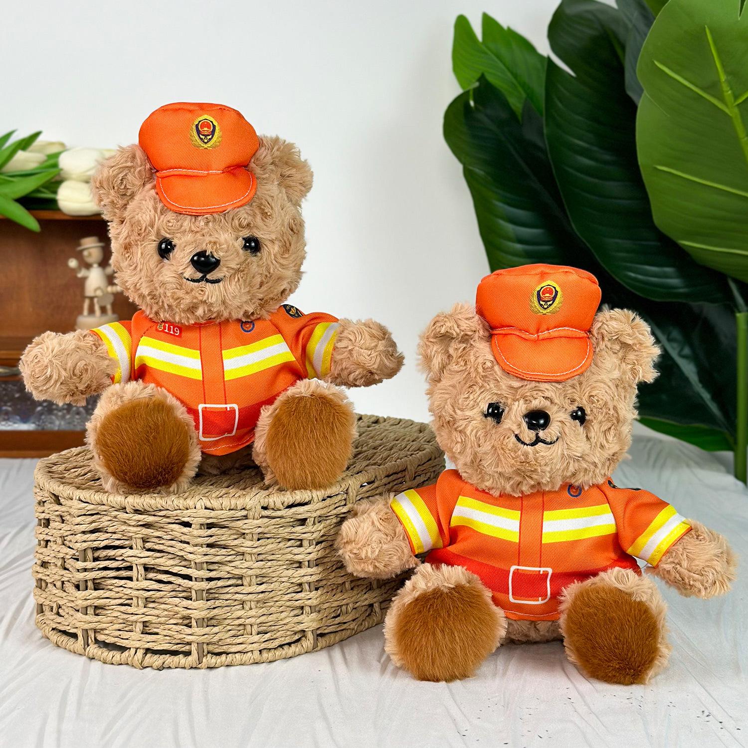 

Кукла медведь в форме пожарного, плюшевая кукла, милый плюшевый медведь, полицейский железный медведь without hat, height 21cm