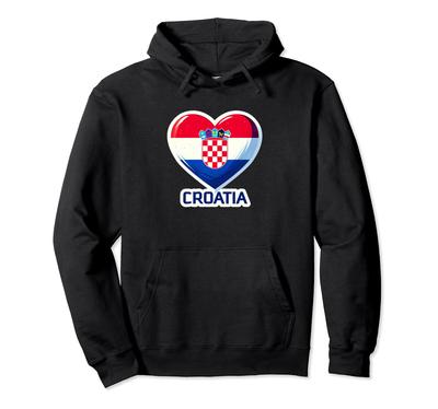 Cute Patriotic Croatian Banner Flag Heart Croatian Fan Hoodie