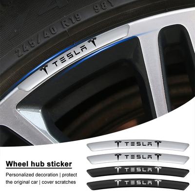 4Pcs Auto Wheel Hub Badge Tire Rim Stickers Accessories For Model 3 Model X S 2016-2023  Model Y Decals TM3 TMX