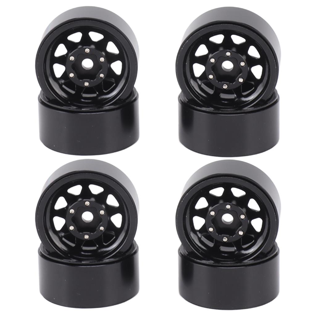 4Pcs Beadlock Wheels 1in Deep Groove Universal for Traxxas ATV RC Car Body Parts with Screws Black