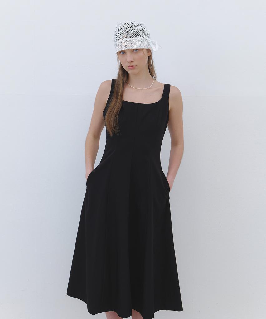 CLUNY Modern Bustier Long Sleeveless Dress - Black