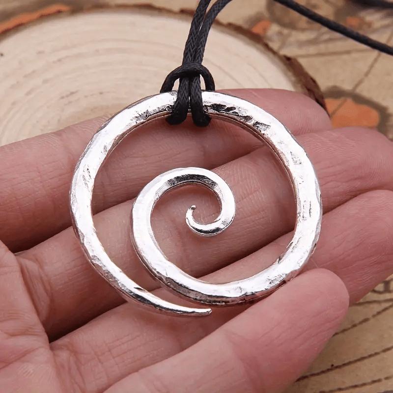 Viking Vintage Spiral Symbol Amulet Pendant Necklace, Norwegian Jewelry, Mens Party Accessories Gift