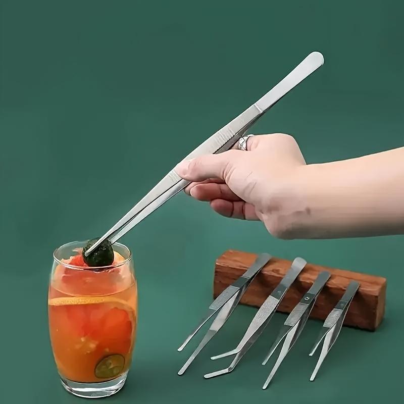 Long Tweezers Combination, Straight and Bent Tips Professional 304 Stainless Steel Tweezers, Durable and Sturdy, Suitable for Home and Office Use