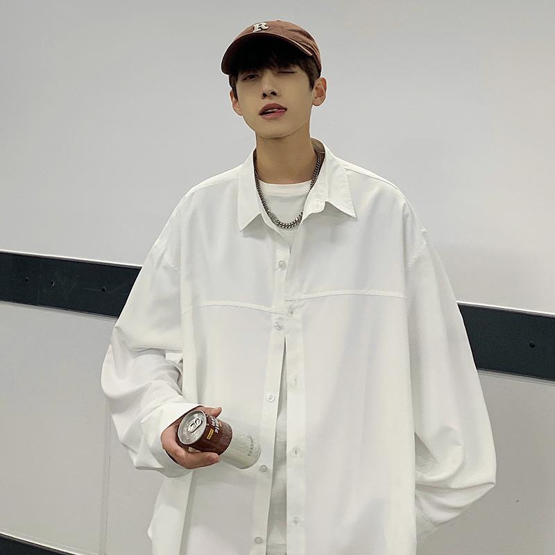 Simple Solid Color Long Sleeved Shirt Men's Solid Color Shirt Casual Shirt Jacket