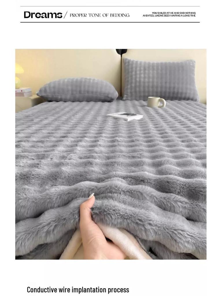 Winter Single Bed Coral Fleece Blanket: Thick Milk Velvet Rabbit Fur Fleece Sheet