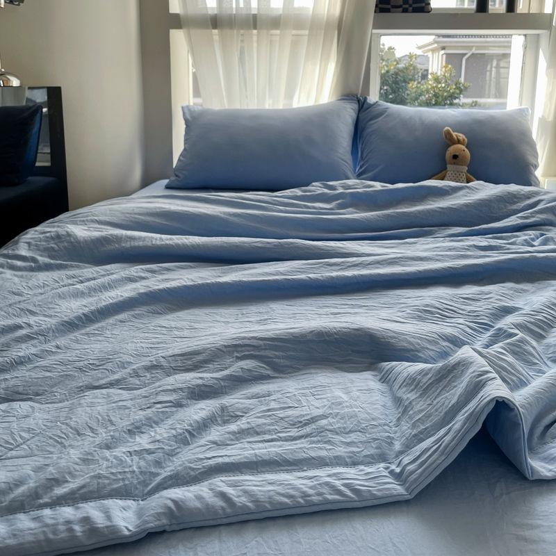 Men's Premium Gray Air-Conditioning Quilt Washable Cotton Summer Cool Quilt Machine Washable Single Double Thin Blanket for Summer