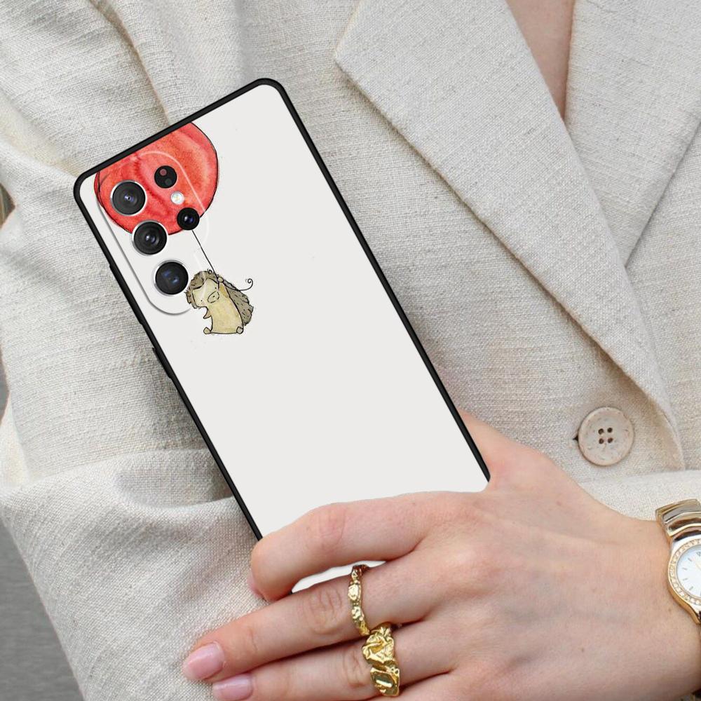 Hedgehog and Balloon Cell Phone Case for Samsung Galaxy S26 Ultra S25 S24 S23 S22 S21 S20 Note10 Cover