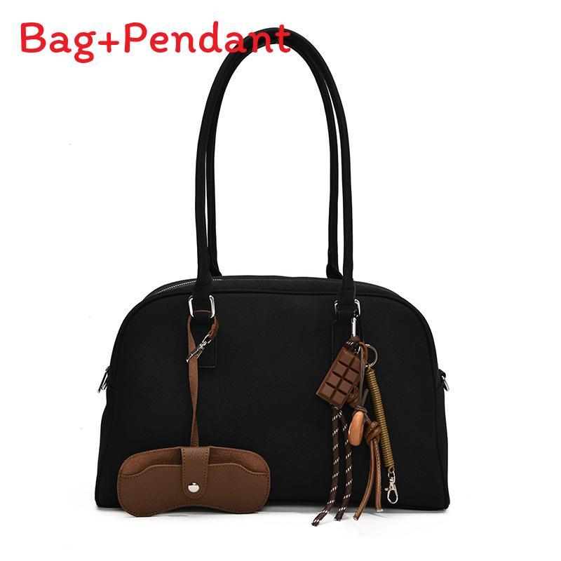 

Boston Bag Small Pu Crossbody With Zipper Pocket For Daily Use Black