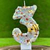 Little Bee Theme Birthday Number Candles Theme Birthday Candles for Cake Numeral Candle Cake Topper with Sequins for Birthday