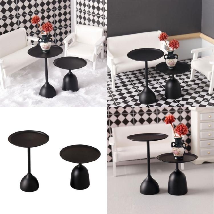 Life Like Iron End Table 1/12 Scale Miniature Furniture Model Table Figurine For Dollhouses Living Room Scene Decoration