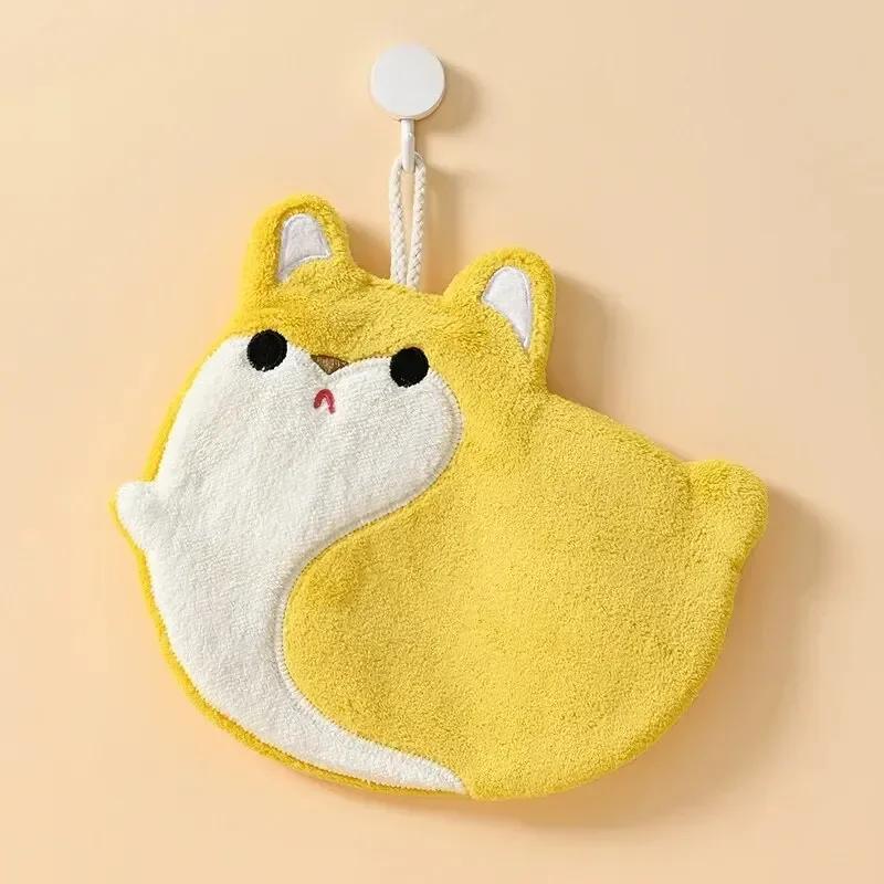 Cute Cartoon Towel Can Be Hung Kitchen Absorbent Hand-drying Rag Three-layer Thickened Coral Velvet Handkerchief