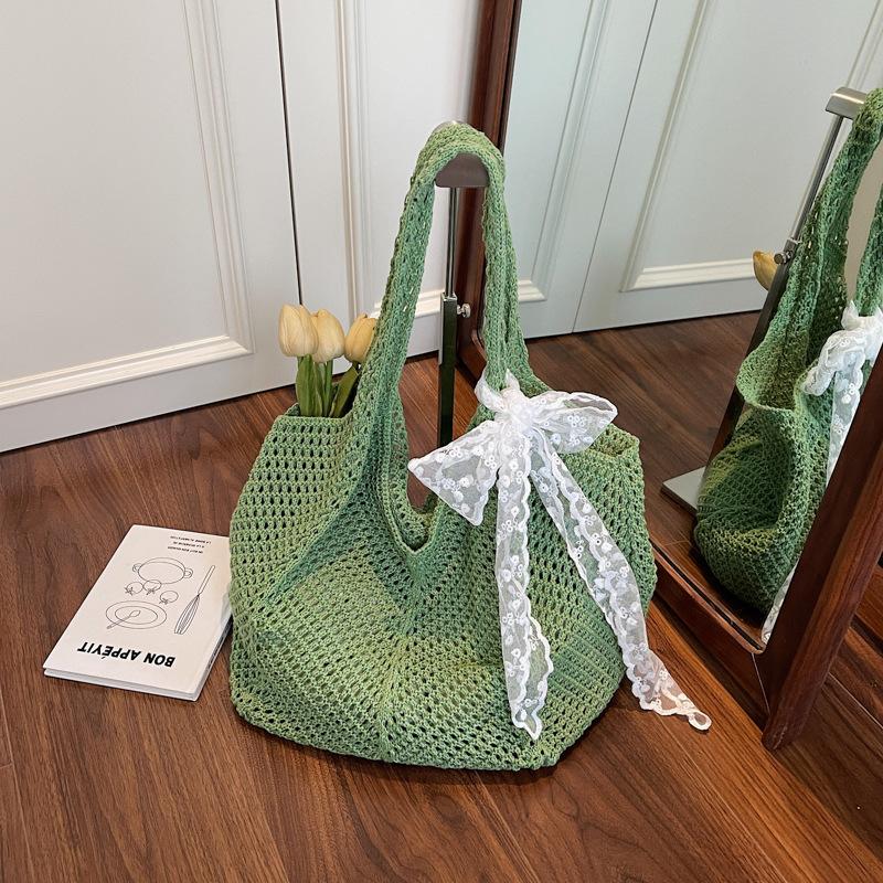 

Летняя пляжная плетеная сумка женская новая большая сумка-тоут в стиле ленивый ветер вязаная сумка зелёный