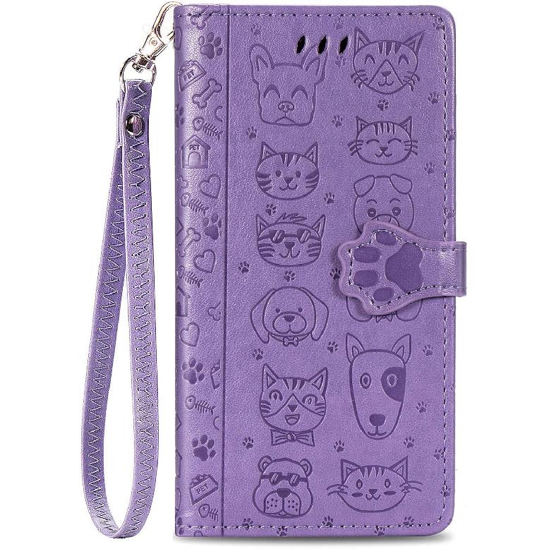 

Кошелек-чехол ONV, совместимый с Samsung Galaxy A10E - Милый кожаный чехол с животным принтом, обложка-фолио с ремешком, держатель для карт, противоударная подставка, магнитная застежка Samsung Galaxy A10E синий