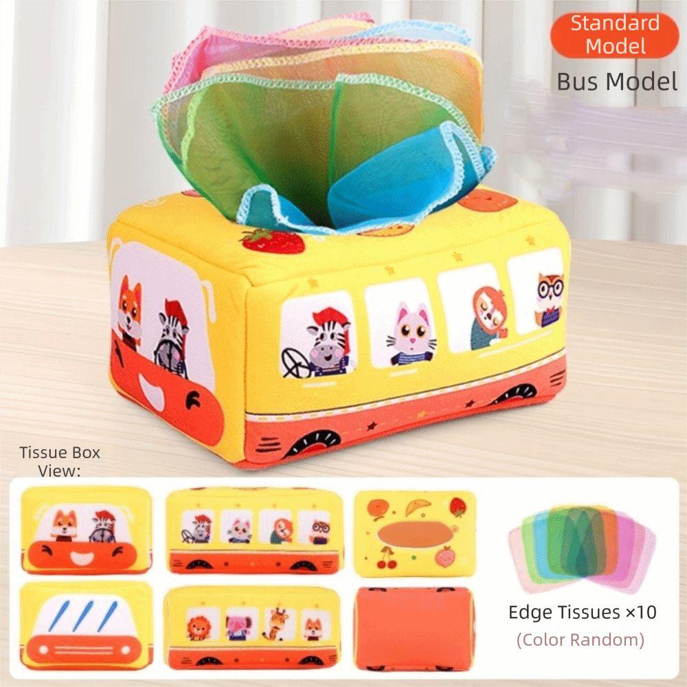 Interactive Baby Montessori Boxes Crinkle Cloth Infant Pull Along Finger Exercising